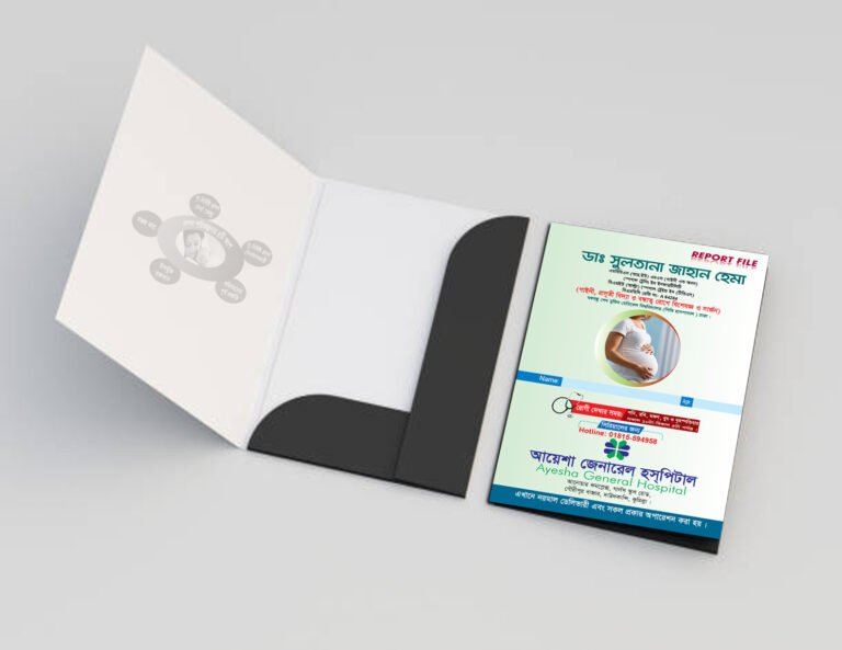 Closed and open mock-up folders on light background. 3d rendering.